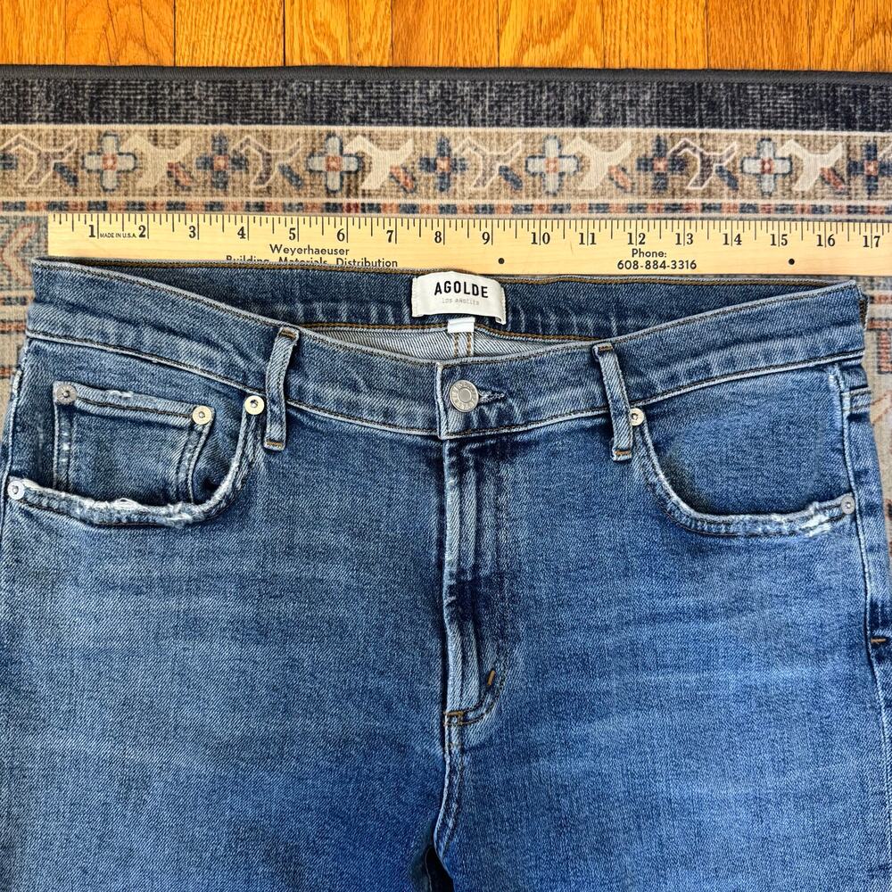 AGOLDE Toni Mid Rise Straight Leg Medium Wash Blue Button Fly Jeans Size 30 - Picture 9 of 9